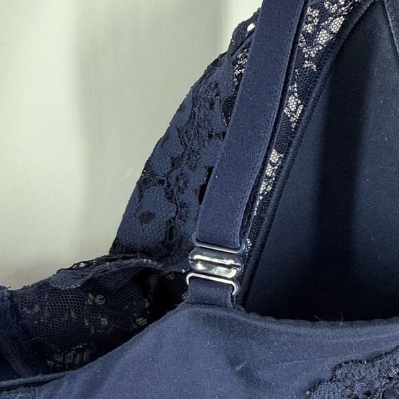 Victoria’s Secret open lace cup navy blue unlined underwire demi bra versatile s - Picture 2 of 7